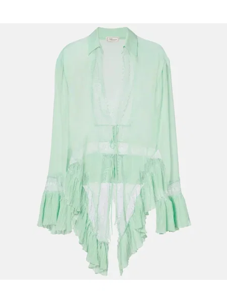 Cămașă Blumarine transparente din dantelă verde