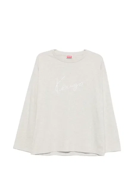 Lung tricou Kenzo cu broderie gri