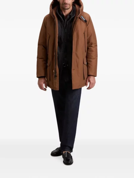 Geacă parka Woolrich cu glugă maro