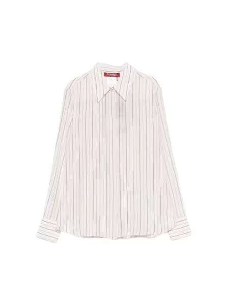 Koszula w paski Max Mara Studio w paski z długim rękawem szara