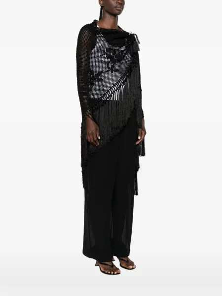 Poncho Chiara Is cu franjuri negru