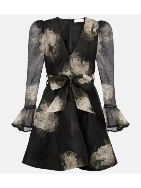 Rochie Zimmermann de in cu model floral negru