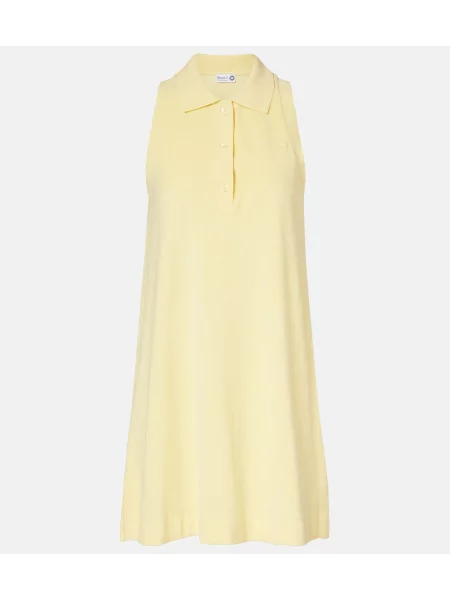 Bawełniana sukienka Hunza G garniturowy frotte z autografem żółty
