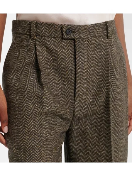 Bermude Saint Laurent de lână cu model herringbone maro
