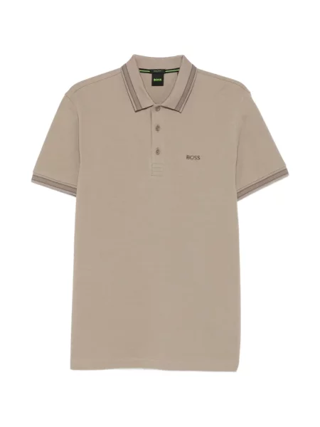 Polo Boss cu dungi scurt maro