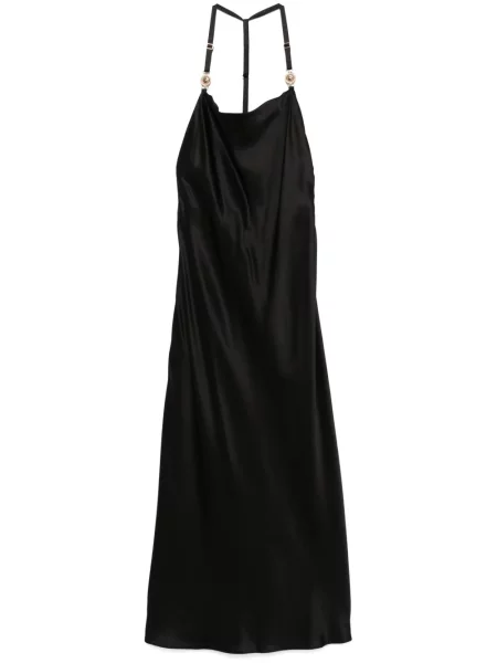 Rochie maxi Marine Serre din satin de costum negru
