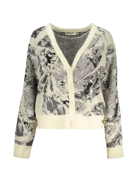 Cardigan Desigual cu decolteu în V cu imprimeu abstract din jacard