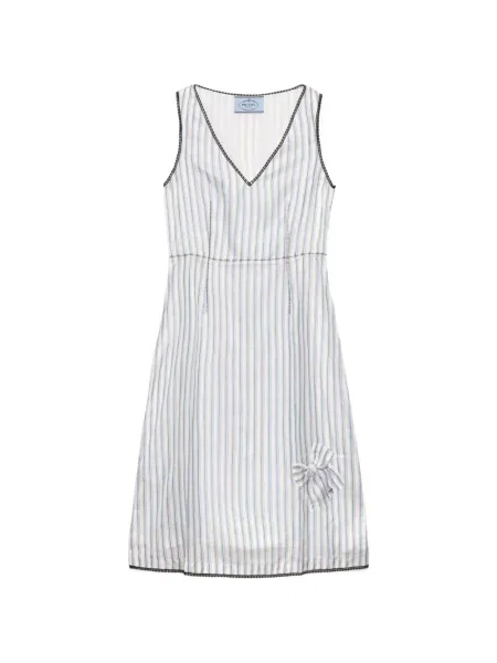 Rochie Prada cu funde cu dungi alb