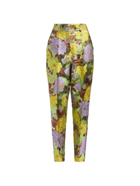 Pantaloni Elie Saab cu model floral cu imagine verde
