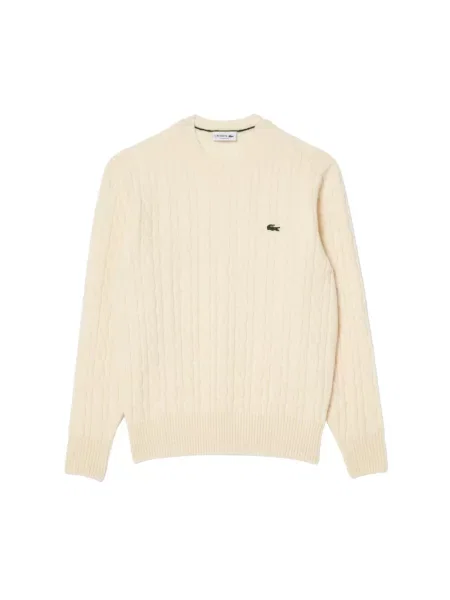 Sweter Lacoste wełniany elegancki biały