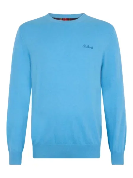 Pulover Mc2 Saint Barth cu broderie cu decolteu rotund albastru