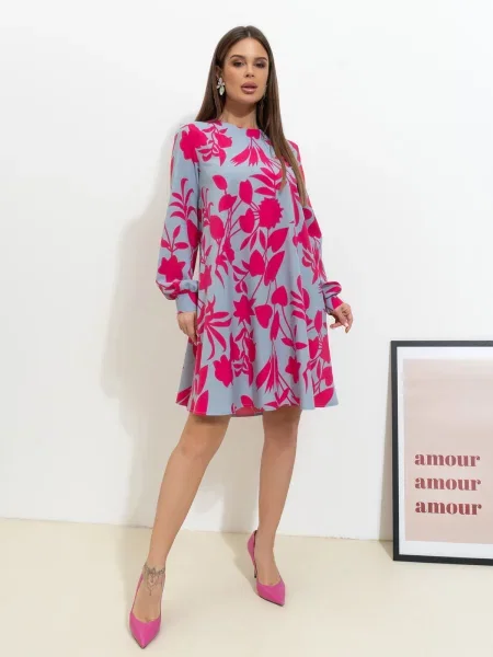 ISSA Plus Сукня міні Малиновий сіра