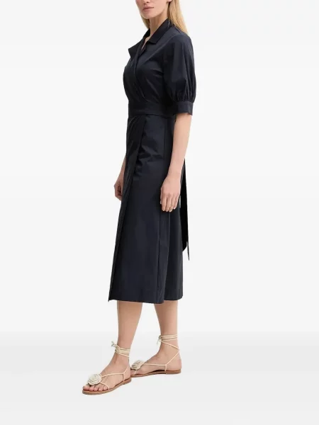 Sukienka midi Munthe do kolan kopertowa garniturowa niebieska