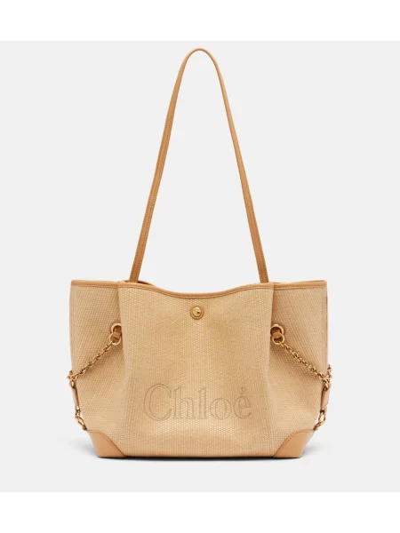 Geantă shopper Chloé din piele bej