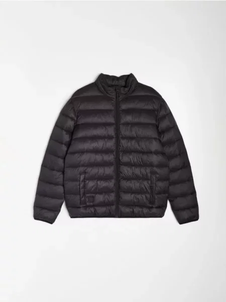 Sinsay Prošívaná puffer bunda s límcem černá