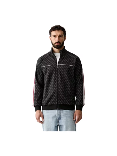 Bluza rozpinana Guess z wysokim kołnierzem czarna