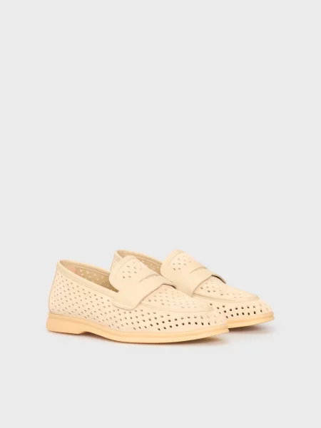 Кожаные лоферы Prpy бежевые