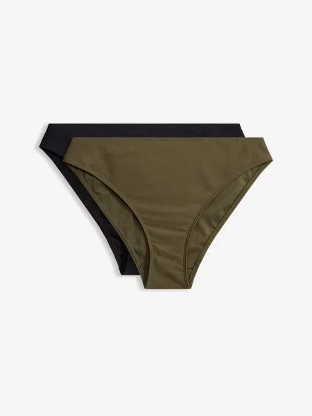 Figi bikini z wysoko wyciętymi nogawkami zestaw 2 szt. czarne