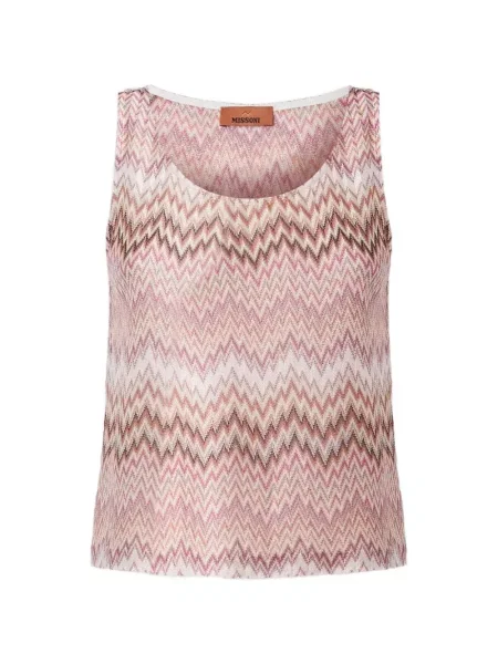 Top Missoni fără mâneci cu model piele de șarpe roz
