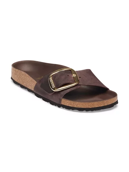 Pantofi Birkenstock cu cataramă din piele maro