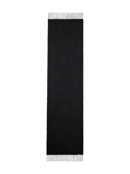 Fular Etro cu model floral din jacard negru