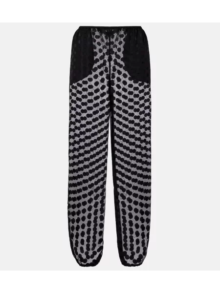 Pantaloni The Frankie Shop cu buline transparente negru