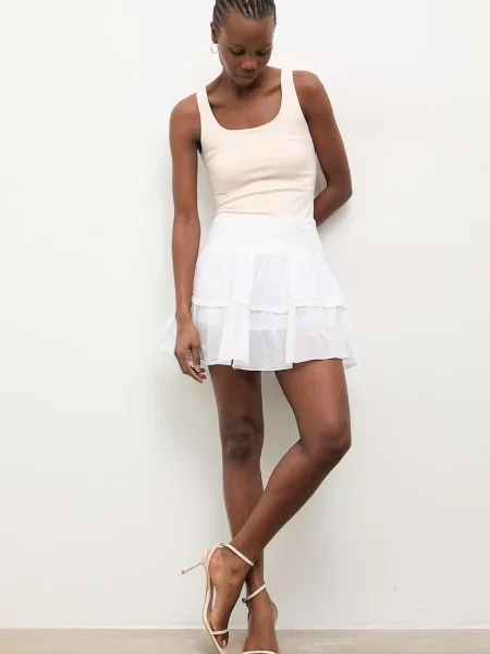 Answear.LAB spódnica lniana biała