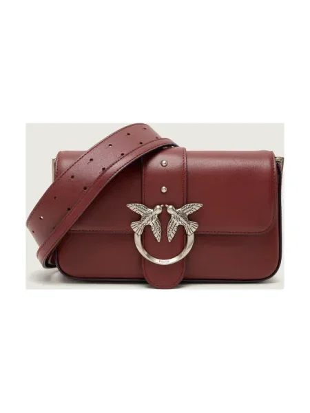Pinko De piele geantă pe umăr LOVE ONE MINI SLOUCHY bordo