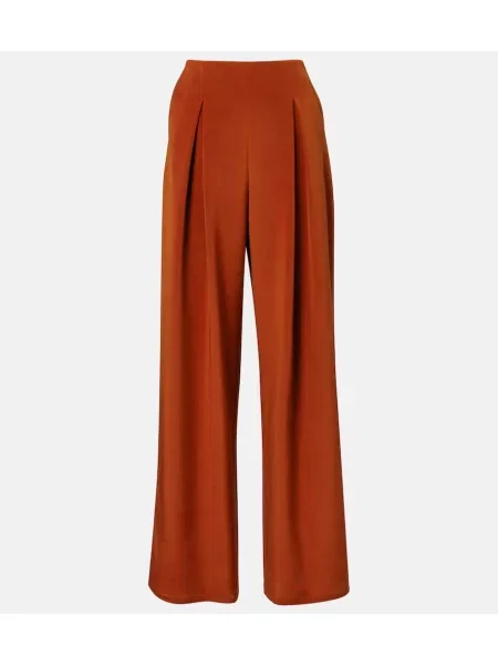 Pantaloni Max Mara de mătase portocaliu