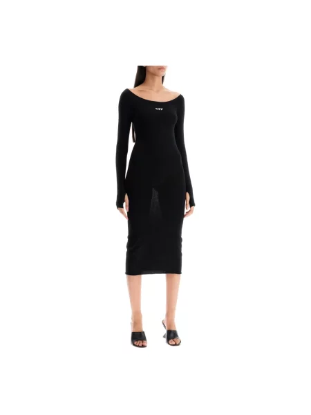 Lniana sukienka midi Off-white biała