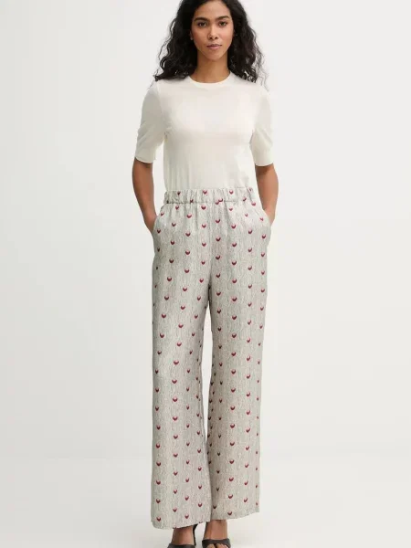 MM spodnie jedwabne PIOVRA szerokie high waist szary