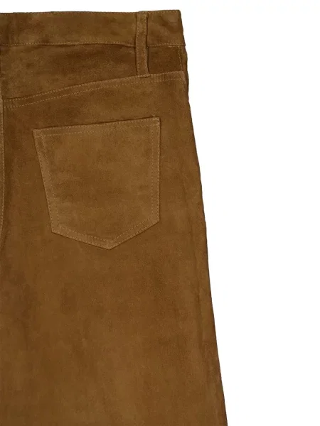 Pantaloni Paula din piele de căprioară maro