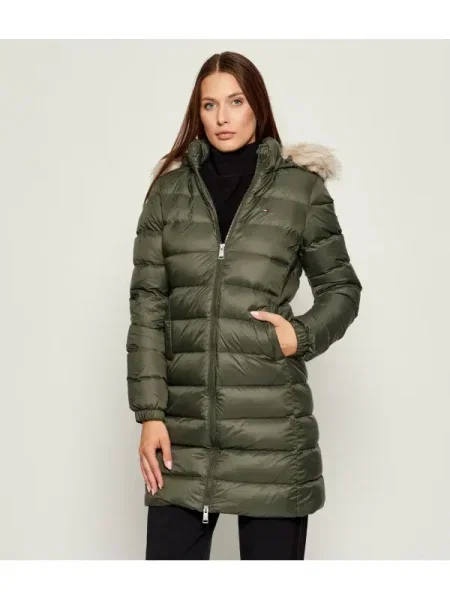 Kapucnis denim ruha Tommy Jeans zöld