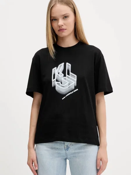 Тениска Karl Lagerfeld Jeans дамска черно