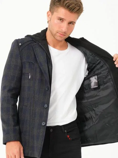 Plašč Dewberry s karirastim vzorcem modra