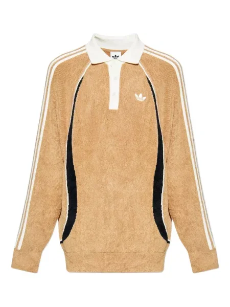 Prugasti prsluk Adidas od flisa s vezicama crvena