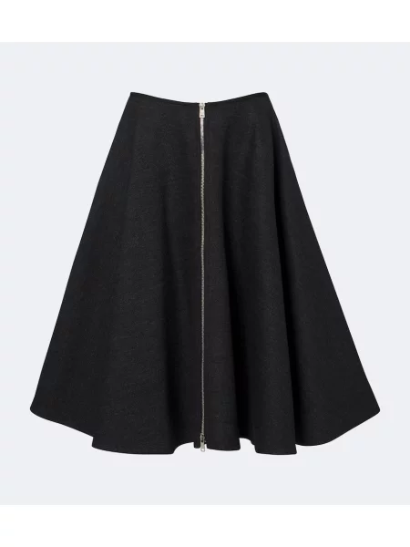 Fustă midi Prada de lână gri