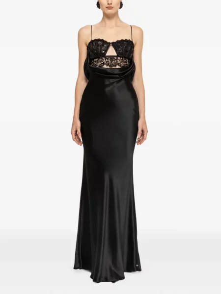 Rochie maxi Nissa din satin negru