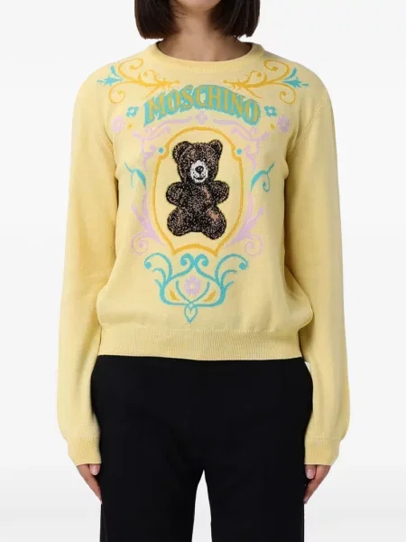 Ursuleț de pluș pulover Moschino din jacard galben