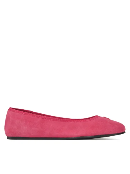 Велурени балеринки Tommy Hilfiger TH HARDWARE SUEDE BALLERINA розово