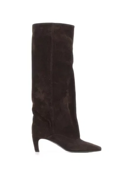 Botine Strategia Shoes din piele de căprioară cu vârf pătrat maro