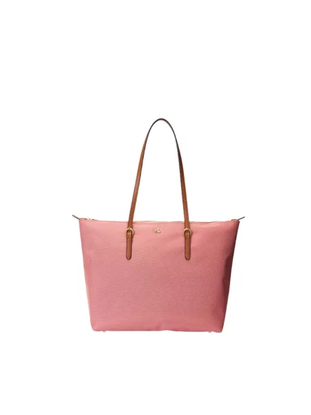 Shopperka Ralph Lauren skórzana różowa