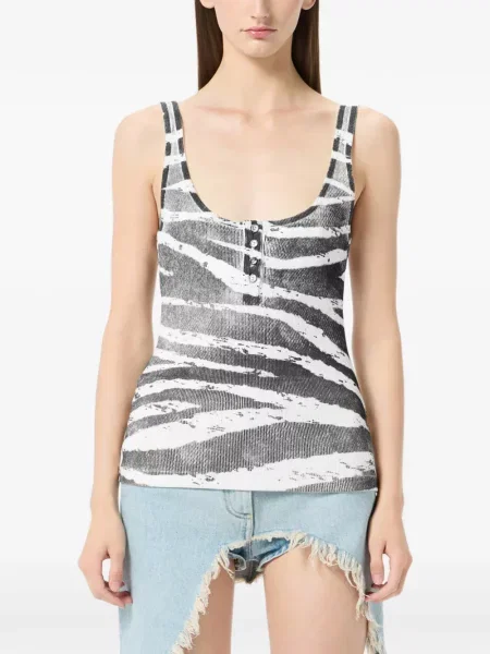 Top Blumarine cu imagine cu model zebră alb