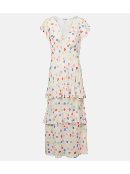 Rochie maxi Rixo cu buline de costum alb