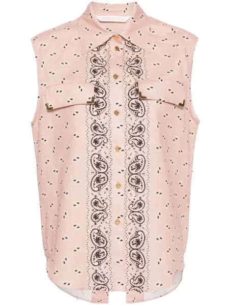 Cămașă Palm Angels fără mâneci cu imagine cu model paisley roz