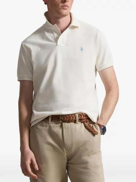 Λινό ριγέ polo Polo Ralph Lauren με κέντημα πράσινο