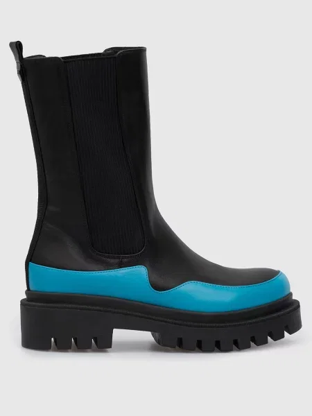 Шкіряні челсі з контрастною вставкою Babe Pay Pls чорні