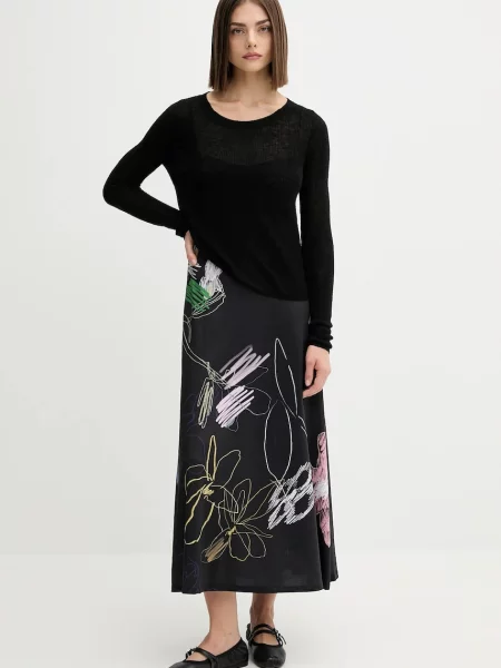 Sukienka midi Desigual do kolan z długim rękawem czarna