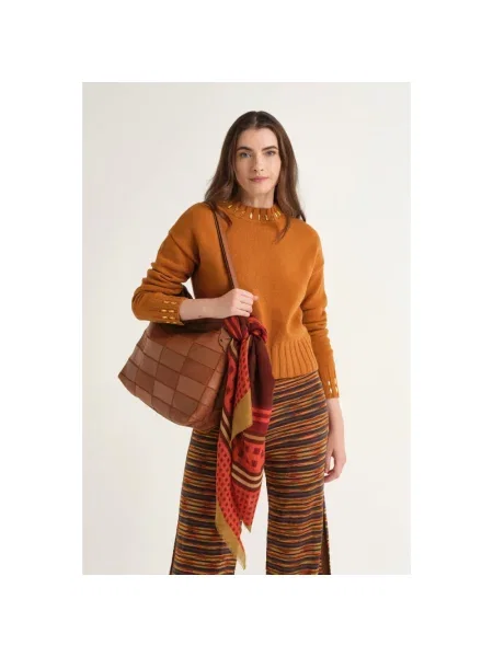 Sweter Maliparmi wełniany brązowy