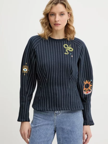 Never Fully Dressed bluză Barrel bleumarin cu imprimeu